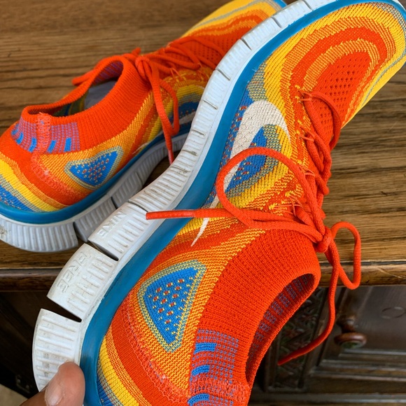 Nike free flyknit “team Orange blue glow” sneakers - Picture 9 of 10